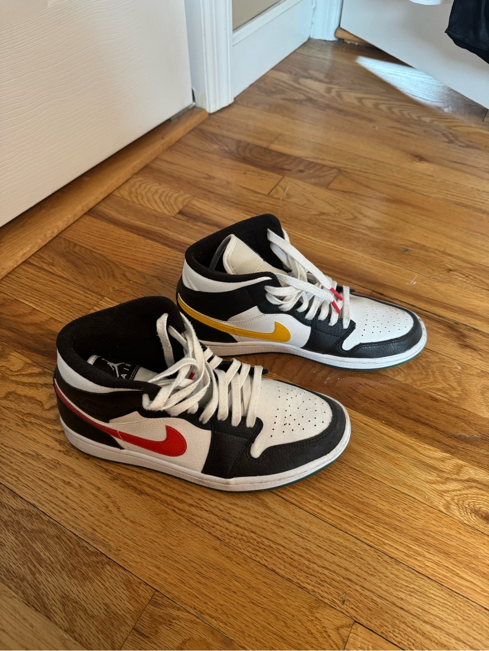 Jordan 1 Mid Alternating Swooshes Red Yellow